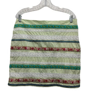 Garnet Hill Floral Lace Striped Patchwork Skirt Size 12 Mint Green Fully Lined